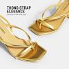 image:imageDREAM PAIRS Womens Square Open Toe Flip Flop High kitten Heels Strappy Thong Ankle Strap 335 Inch Sandals Comfort Dress Party ShoesGold