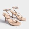 image:imageDREAM PAIRS Womens Square Open Toe Flip Flop High kitten Heels Strappy Thong Ankle Strap 335 Inch Sandals Comfort Dress Party ShoesNude
