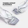 image:imageDREAM PAIRS Womens Square Open Toe Flip Flop High kitten Heels Strappy Thong Ankle Strap 335 Inch Sandals Comfort Dress Party ShoesSilver