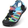 image:imageDREAM PAIRS Boys Girls Summer Outdoor Athletic Sport Sandals Hiking Beach Casual Closed Toe Adjustable Multicolor for ToddlerLittleBig KidsBlueBlack