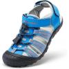 image:imageDREAM PAIRS Boys Girls Summer Outdoor Athletic Sport Sandals Hiking Beach Casual Closed Toe Adjustable Multicolor for ToddlerLittleBig KidsBlueGreyRed