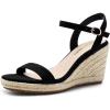image:imageDREAM PAIRS Espadrilles Wedge Sandals for Women Womens Open Toe Summer Dressy Sandals with Adjustable Ankle Strap and Soft FootbedBlack