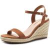 image:imageDREAM PAIRS Espadrilles Wedge Sandals for Women Womens Open Toe Summer Dressy Sandals with Adjustable Ankle Strap and Soft FootbedBrown
