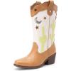 image:imageDREAM PAIRS Girls Cowboy Boots Cowgirl Mid Calf Western Boots with Low Heel Square Toe for Little KidBig KidBeigeTan