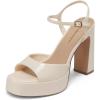 image:imageDREAM PAIRS Platform Heels for Women Square Toe Chunky High Heels Ankle Strap Sandals for Wedding Party Formal EventBeige