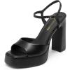 image:imageDREAM PAIRS Platform Heels for Women Square Toe Chunky High Heels Ankle Strap Sandals for Wedding Party Formal EventBlack