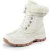 image:imageDREAM PAIRS Snow Boots for Women Waterproof Mid Calf Lace Up Duck Boots Warm Faux Fur FuzzyGo Bold Winter Boots for OutdoorBeige