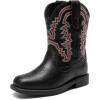 image:imageDREAM PAIRS Toddler Little Boys Girls Cowboy Boots Kids Western Square Toe Riding Mid Calf BootsBlack