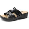 image:imageDREAM PAIRS Women Arch Support Slide Sandals Adjustable Straps Slip On Wedge Sandals Casual Comfort Lightweight Flat SlidesBlack