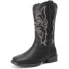 image:imageDREAM PAIRS Womens Cowboy Cowgirl Boots Embroidered Square Toe Mid Calf Western Boots Fashion Dress Chunky Low Heel Shoes for Theme Party Country ConcertBlack