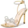 image:imageDREAM PAIRS Womens Double Bowknots Crystal Sandals Clear Slingback Heels Square Toe Shoes for Party WeddingGoldpat