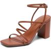image:imageDREAM PAIRS Womens Heels Chunky Block Strappy Square Open Toe Ankle Buckle Heeled Sandals Wedding Party Dress Shoes IndieBrown