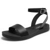 image:imageDREAM PAIRS Womens One Band Ankle Strap Buckle Flat SandalsAll Blackpu