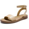 image:imageDREAM PAIRS Womens One Band Ankle Strap Buckle Flat SandalsNude
