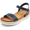 image:imageDREAM PAIRS Womens Open Toe Ankle Strap Espadrille Casual Flatform Platform Wedge SandalsNavypu