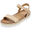 image:imageDREAM PAIRS Womens Open Toe Ankle Strap Espadrille Casual Flatform Platform Wedge SandalsNudePu