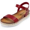 image:imageDREAM PAIRS Womens Open Toe Ankle Strap Espadrille Casual Flatform Platform Wedge SandalsRed