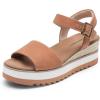 image:imageDREAM PAIRS Womens Open Toe Buckle Ankle Strap Espadrille Platform Wedge SandalsTan
