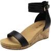 image:imageDREAM PAIRS Womens Open Toe Buckle Ankle Strap Platform Wedge Sandals Summer ShoesBlackPu