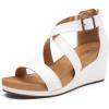 image:imageDREAM PAIRS Womens Open Toe Buckle Ankle Strap Summer Platform Wedge SandalsWhitePu