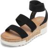 image:imageDREAM PAIRS Womens Open Toe Elastic Ankle Strap Casual Flatform Platform Wedges SandalsBlack