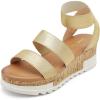 image:imageDREAM PAIRS Womens Open Toe Elastic Ankle Strap Casual Flatform Platform Wedges SandalsGold