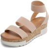 image:imageDREAM PAIRS Womens Open Toe Elastic Ankle Strap Casual Flatform Platform Wedges SandalsNude