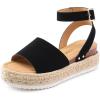 image:imageDREAM PAIRS Womens Platform Espadrilles Casual Ankle Strap Wide Wedge Sandals Comfortable Dressy Summer ShoesBlacknubuck