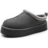 image:imageDREAM PAIRS Womens Platform Slippers Genuine Suede Slipon Warm FuzzyEasy Autumn Winter Fluffy Comfy Furry Shoes for Outdoor IndoorGrey