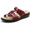 image:imageDREAM PAIRS Womens Slides Arch Support Slip on Flat Sandals Plantar Fasciitis Soft Cushion Slippers With Adjustable StrapsRedpu