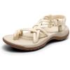 image:imageDREAM PAIRS Womens Walking Sandals With Arch Support Elastic Strap Summer Sport Athletic Casual Hiking Outdoor SandalNude