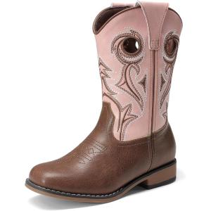 image:imageDREAM PAIRS Boys Cowboy Boots Kids Classic Western Boots Square Toe Girls Cowgirl Boots for ToddlerLittle KidBig KidPink