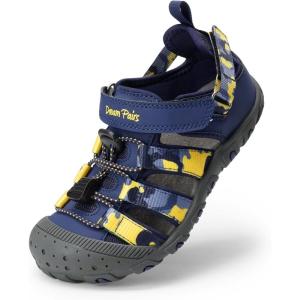 image:imageDREAM PAIRS Boys Girls Outdoor Athletic Sport Sandals Summer Hiking Beach Casual Closed Toe Rainbow Multicolor for ToddlerLittleBig KidsDark BlueCamo