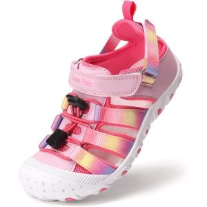 image:imageDREAM PAIRS Boys Girls Outdoor Athletic Sport Sandals Summer Hiking Beach Casual Closed Toe Rainbow Multicolor for ToddlerLittleBig KidsPinkRainbow