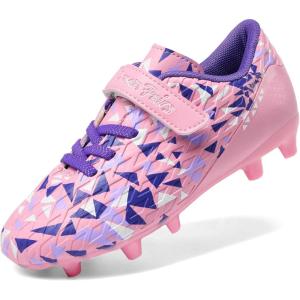 image:imageDREAM PAIRS Boys Girls Soccer Cleats Kids Football Shoes for LittleBig KidPinkPurple