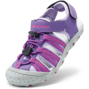 image:imageDREAM PAIRS Boys Girls Summer Outdoor Athletic Sport Sandals Hiking Beach Casual Closed Toe Adjustable Multicolor for ToddlerLittleBig KidsAll Purple
