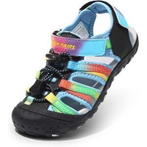 image:imageDREAM PAIRS Boys Girls Summer Outdoor Athletic Sport Sandals Hiking Beach Casual Closed Toe Adjustable Multicolor for ToddlerLittleBig KidsBlueBlack