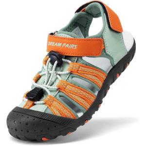 image:imageDREAM PAIRS Boys Girls Summer Outdoor Athletic Sport Sandals Hiking Beach Casual Closed Toe Adjustable Multicolor for ToddlerLittleBig KidsGreenOrange