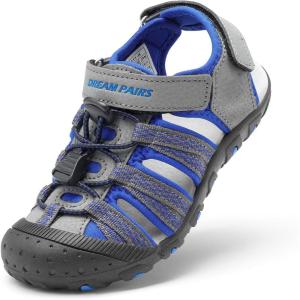 image:imageDREAM PAIRS Boys Girls Summer Outdoor Athletic Sport Sandals Hiking Beach Casual Closed Toe Adjustable Multicolor for ToddlerLittleBig KidsGreyRoyal