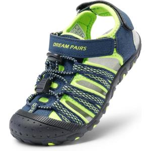 image:imageDREAM PAIRS Boys Girls Summer Outdoor Athletic Sport Sandals Hiking Beach Casual Closed Toe Adjustable Multicolor for ToddlerLittleBig KidsNavyNeonGreen