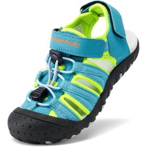 image:imageDREAM PAIRS Boys Girls Summer Outdoor Athletic Sport Sandals Hiking Beach Casual Closed Toe Adjustable Multicolor for ToddlerLittleBig KidsRainbowBlue