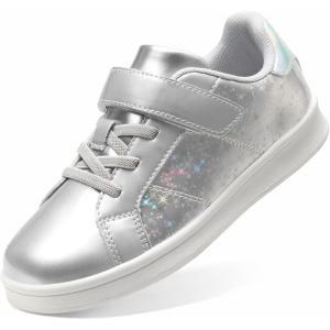 image:imageDREAM PAIRS Girls Boys Sneakers Tennis School Shoes Casual Walking Storybook Footwear for LittleBig KidsSilver