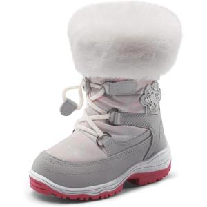 image:imageDREAM PAIRS Girls Toddler Snow Boots Slip Resistant Faux Fur Lined Mid Calf Little Kids Winter ShoesGrayWhite
