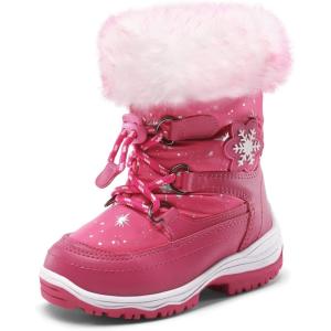 image:imageDREAM PAIRS Girls Toddler Snow Boots Slip Resistant Faux Fur Lined Mid Calf Little Kids Winter ShoesRose Red