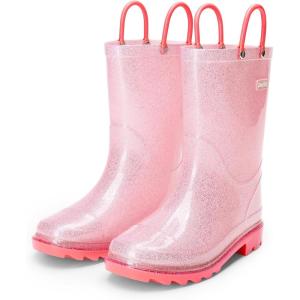 image:imageDREAM PAIRS Kids Rain Boots Glitter Boys Girls with Easyon Handles Sparkly Waterproof Boots Outdoor Playing Rain Boots UnisexChildPink