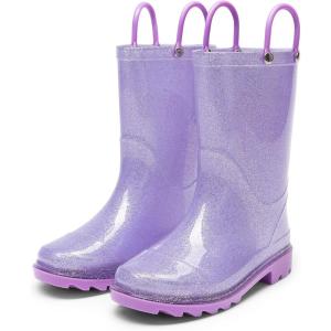 image:imageDREAM PAIRS Kids Rain Boots Glitter Boys Girls with Easyon Handles Sparkly Waterproof Boots Outdoor Playing Rain Boots UnisexChildPurple