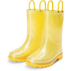 image:imageDREAM PAIRS Kids Rain Boots Glitter Boys Girls with Easyon Handles Sparkly Waterproof Boots Outdoor Playing Rain Boots UnisexChildYellow