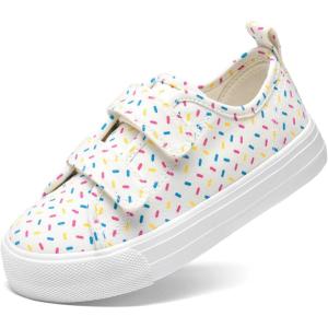 image:imageDREAM PAIRS Kids Toddler Sneakers Boys Girls Canvas with Cartoon Dual Hook and Loops for School WalkingBeigeMulti