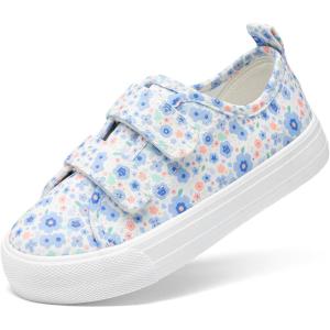 image:imageDREAM PAIRS Kids Toddler Sneakers Boys Girls Canvas with Cartoon Dual Hook and Loops for School WalkingLight BluePink