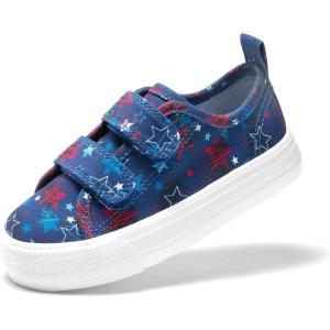 image:imageDREAM PAIRS Kids Toddler Sneakers Boys Girls Canvas with Cartoon Dual Hook and Loops for School WalkingNavyStar